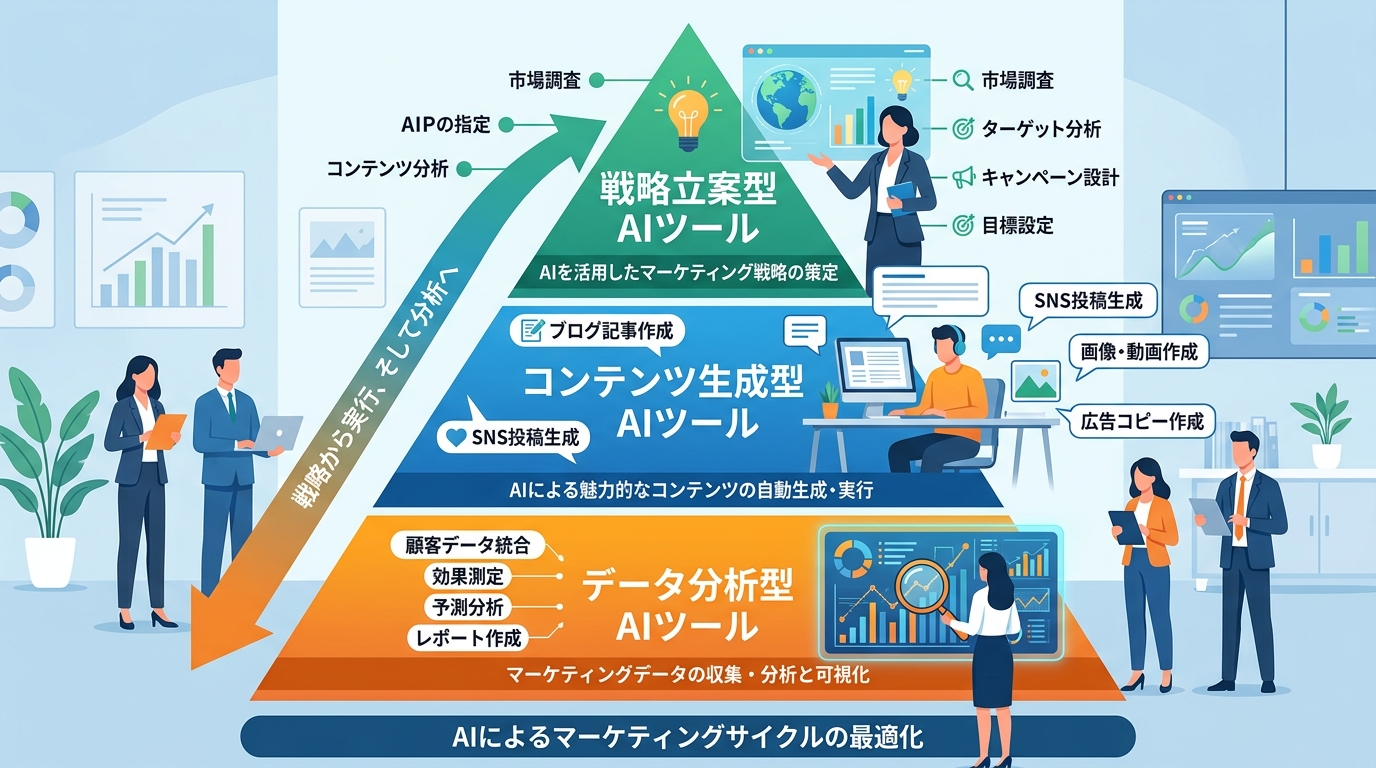 AIマーケティングツール3カテゴリ分類図