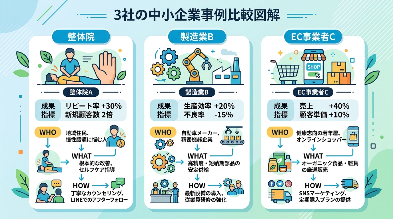 中小企業3社の活用事例比較