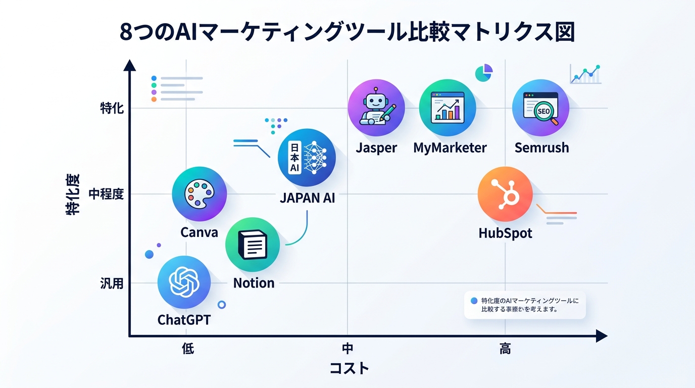 AIマーケティングツール8選 比較マトリクス