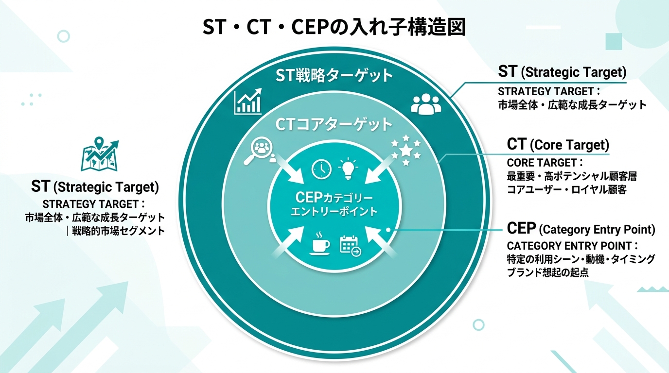 戦略ターゲット・コアターゲット・CEPの入れ子構造図