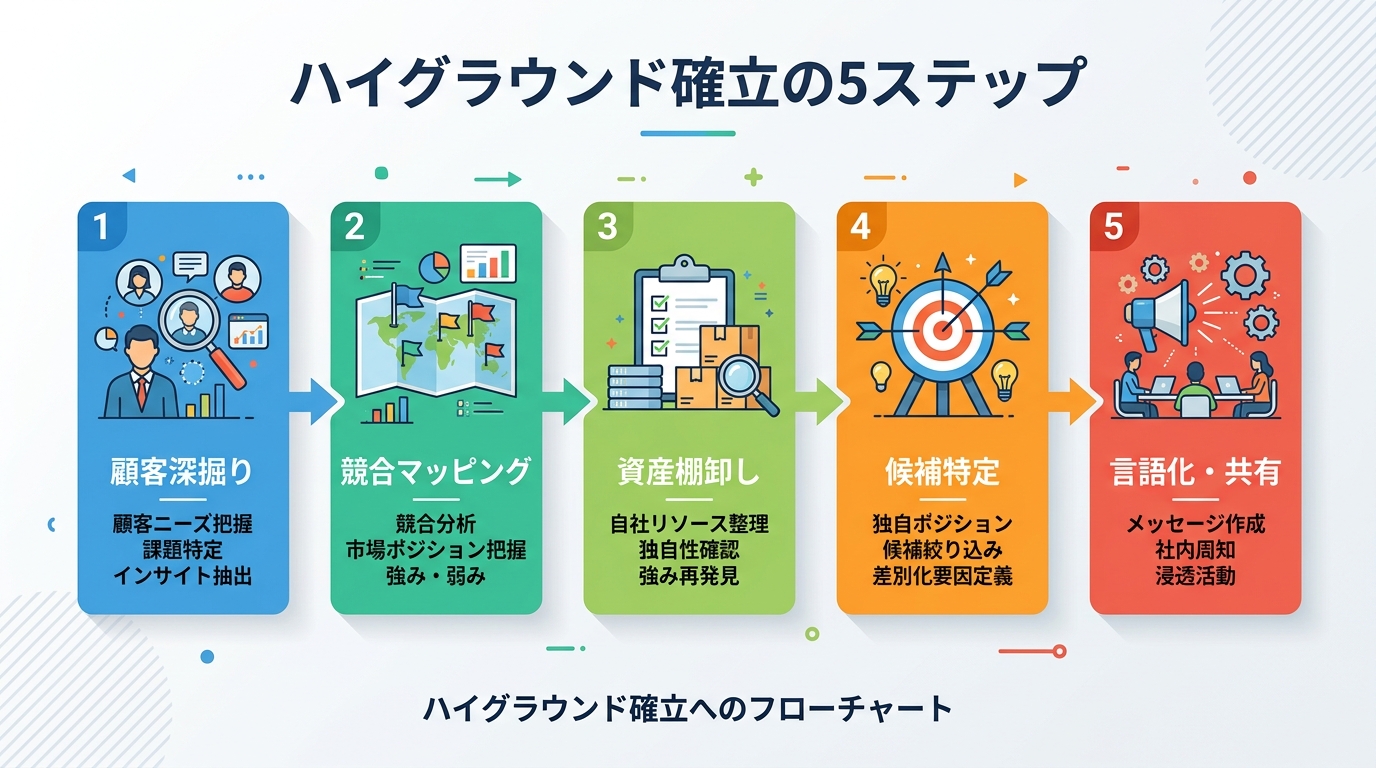 ハイグラウンド構築5ステップ フローチャート
