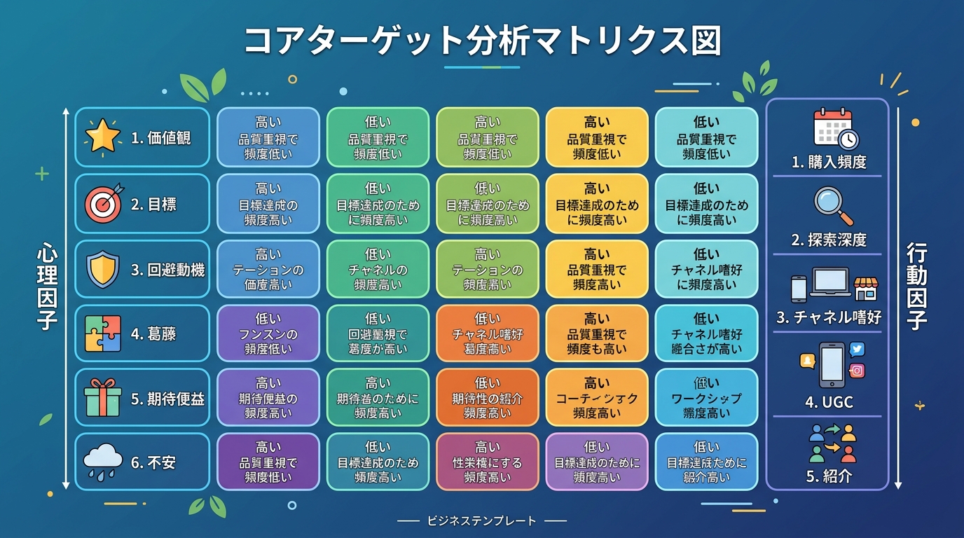 コアターゲットの心理因子×行動因子マトリクス